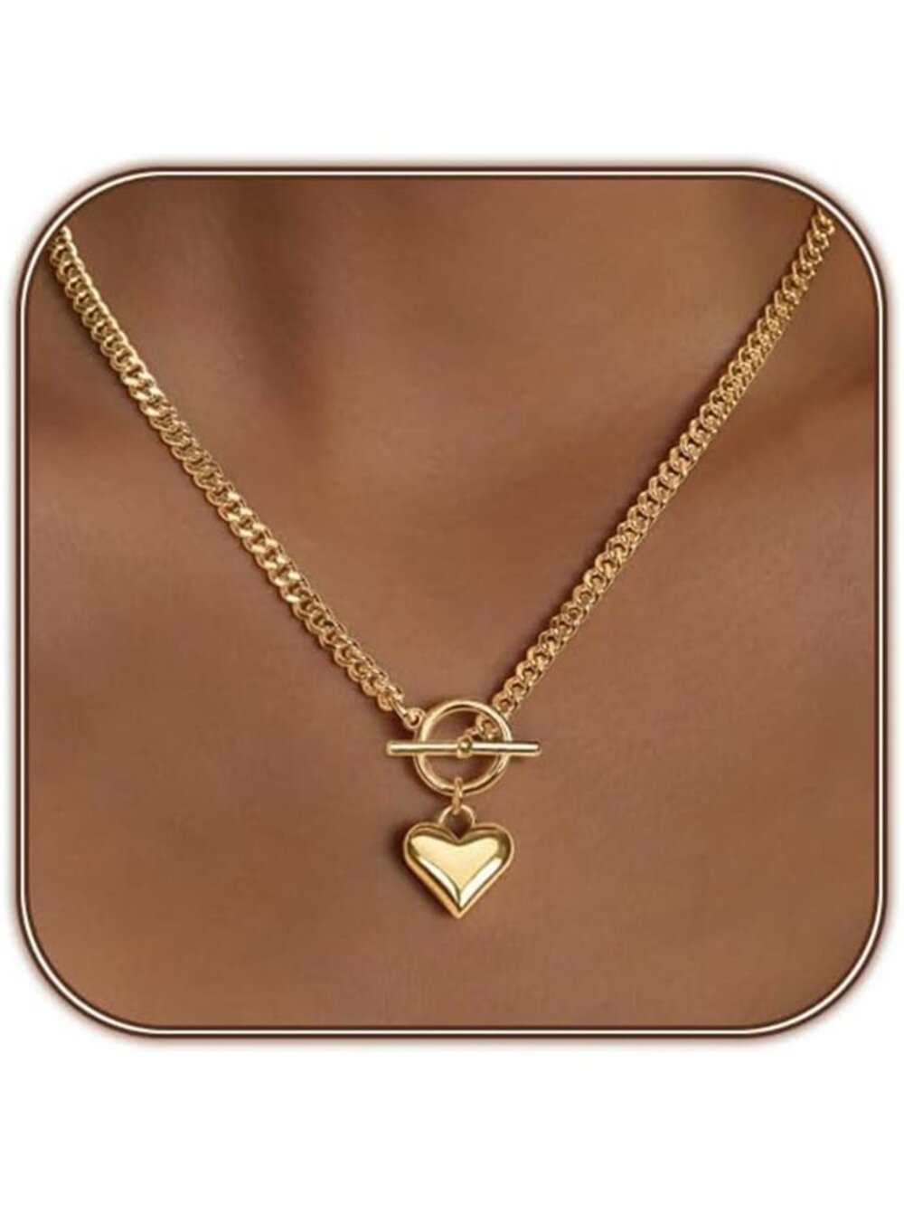 Heart Necklace for Women Gold/Silver Plated Trendy Heart Choker Lover Pendant